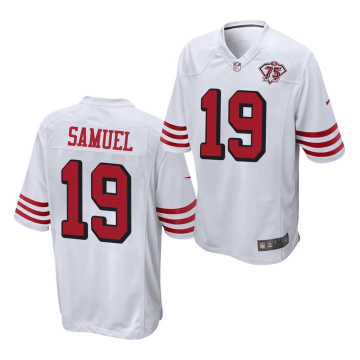 Men San Francisco 49ers #19 Deebo Samuel White 75th Anniversary Throwback Game NFL Jersey->san francisco 49ers->NFL Jersey